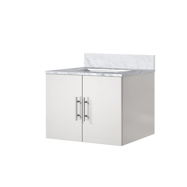 English Elm Glossy White Bath Vanity With Carrara Marble Top – Stylish, Compact Design & Soft-Close Storage Solution B2731P258567