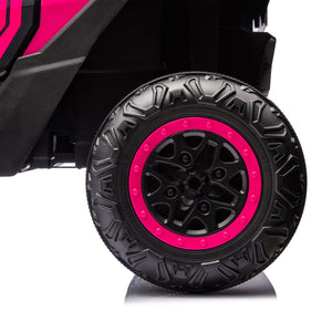English Elm 24v Two Seat Kids Electric Utv with Parental Remote Suspension Off Road Ride On Pink W1578P184801