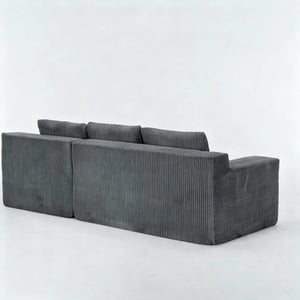 English Elm Corduroy L Shaped Modular Sectional Low Profile Floor Sofa for Living Room W1919S00010