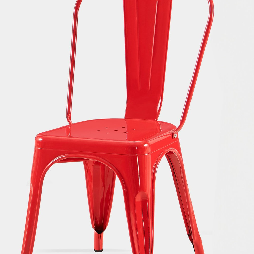 English Elm Set Of 2 High Gloss Red Metal Dining Chairs - Stackable, Lightweight, Easy-Clean For Indoor/Outdoor Use B347P383076-GIGA