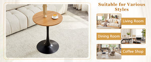 English Elm Round Faux Marble Tulip Dining Table Mid Century Pedestal Base for Compact Kitchens Wood W2920P395714
