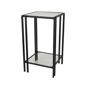 English Elm Buckley Black Metal Plant Stand with Mirrored Shelves for Glam Living Room Decor B056P416943