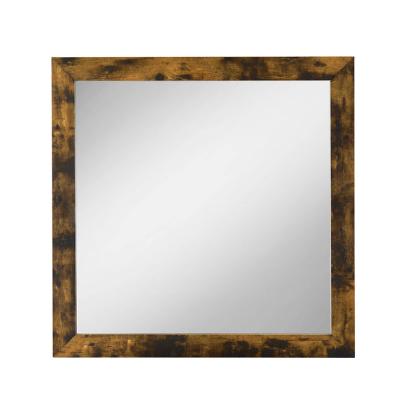 English Elm Juvanth Rustic Finish Mirror with Composite Wood Frame and Metal Accents for Bright Modern Spaces Oak 39 L x 39 W x 2 H B2726P261206