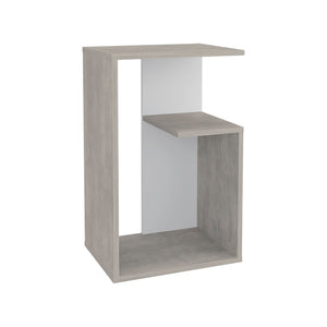 English Elm Side Table Sallis — Compact Engineered Wood Accent Table with Open Shelf, Portable Space-Saving Design Gray B092P309175