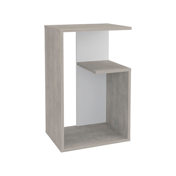 English Elm Side Table Sallis — Compact Engineered Wood Accent Table with Open Shelf, Portable Space-Saving Design Gray B092P309175