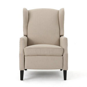 English Elm Christopher Knight Home® - Pushback Recliner Chair with Nailhead Trim and Wingback Design, Plush Fabric Comfort for Living Rooms Wheat 60760.00WHT