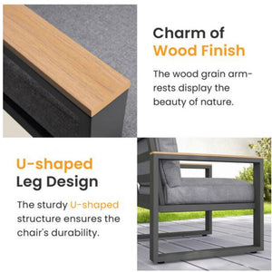 English Elm All-weather Aluminum 5 Seat Outdoor Conversation Set with Tempered Glass Table Gray B082S00112