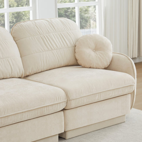 English Elm Chenille Cloud Loveseat with Quilted Back Pillows Deep Seat Comfort for Living Room W714S01749