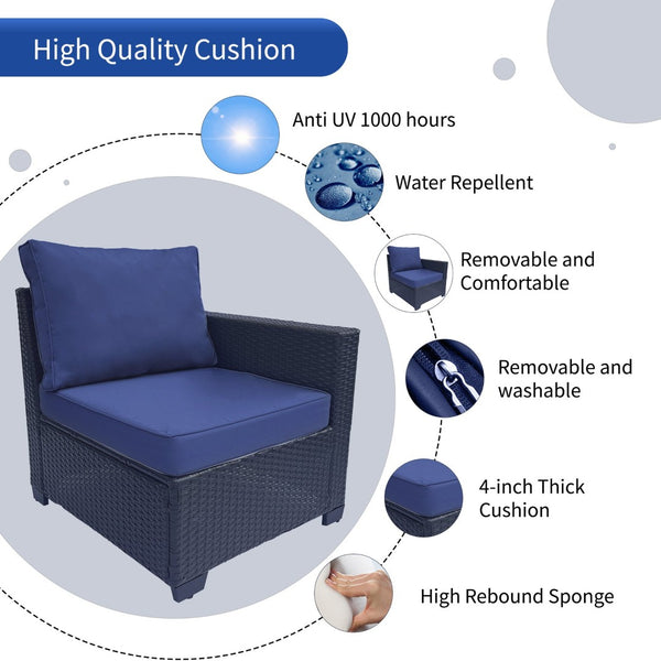 English Elm Outdoor 7-Piece Pe Rattan Garden Patio Furniture Set With Cushions For Stylish Comfort & Durability W213S00045-GIGA