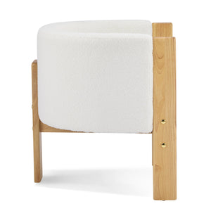 English Elm Christopher Knight Home® - Upholstered Natural Rubber Wood Dining Chairs Set of 2 with White Boucle, Modern Armchairs, 225lbCapacity N779P341538W