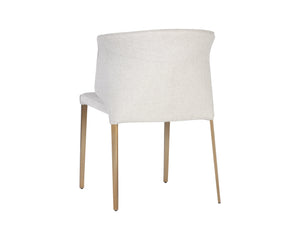 Sunpan Zayden Dining Chair - Modern Belfast Oatmeal Fabric, Gold Stainless Steel Legs, Stylish Comfort