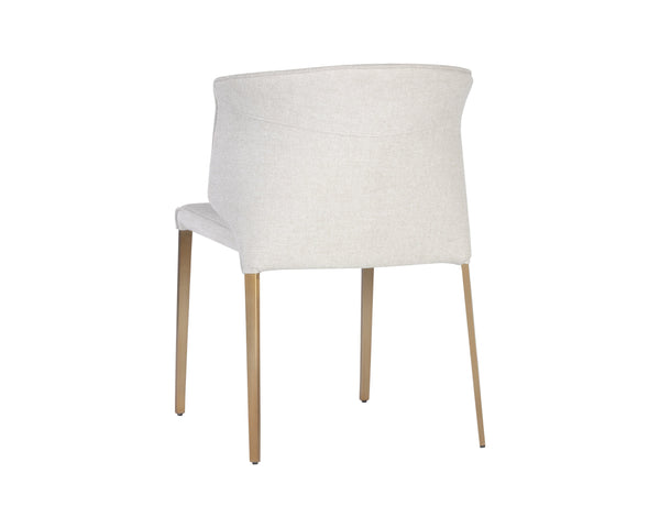 Sunpan Zayden Dining Chair - Modern Belfast Oatmeal Fabric, Gold Stainless Steel Legs, Stylish Comfort