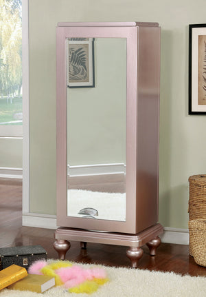 English Elm Contemporary Chic Chest with Gold Accents, Acrylic Trim, Metal Bracket Legs and Dust‑Proof Drawers Rose Gold 21 L x 26 W x 57 H B2741P372226