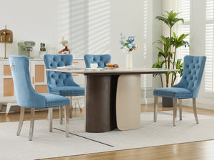 English Elm Nikki Velvet Tufted Dining Chair with Chrome Legs, Nailhead Trim, Plush High-Rebound Seat Comfort Light Blue W1143P369091