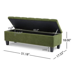 English Elm Ottoman Storage Bench Boucle Upholstered with Tufted Lid and Rubberwood Legs for Bedroom N779P369512G