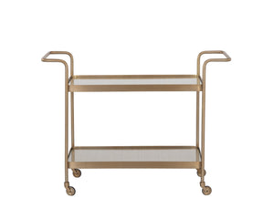 Sunpan DURVA Coastal Bar Cart – Elegant Glass & Rattan Serving Station for Stylish Entertaining Spaces 111311