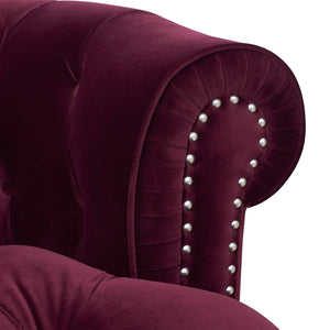 English Elm La Rosa Victorian Chesterfield Sofa Tufted Velvet with Nailhead Trim Formal Seating Burgundy B2719P238186