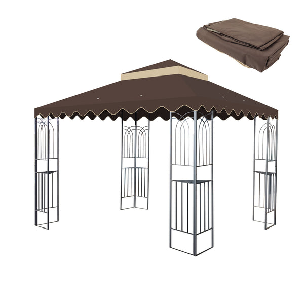 English Elm 10X10 Ft Outdoor Patio Gazebo Replacement Canopy - Durable Double-Tiered Cover For Year-Round Use W419P198353