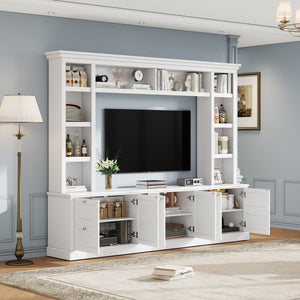 English Elm All-in-one Modern Entertainment Center with Bookcase Shelves for Living Room Display White N710S688101K
