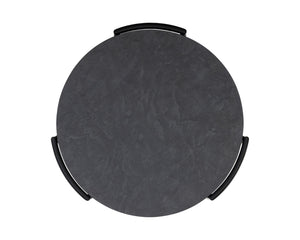 Sunpan Zuma Side Table - Handcrafted Concrete End Table with Slate Effect Top & Black Glass Shelf, Gold Accents