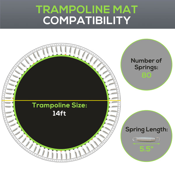English Elm Soozier 14 Foot Round Trampoline Replacement Mat Uv Polypropylene 80 V-rings W2225P200525