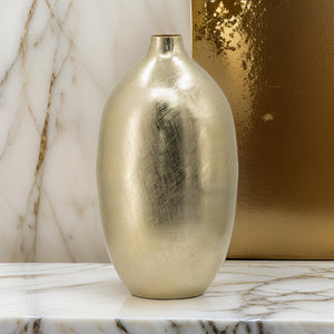 English Elm Pansy Tall Sculptural Aluminum Vase with Gold Metallic Finish for Console or Mantel B056P416843