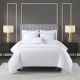 Madison Park Signature 500 Thread Count Luxury Collection Glam/Luxury 100% Cotton Sateen Embroidered Duvet Cover Set MPS12-513 White/Grey