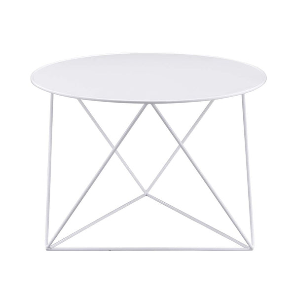 English Elm Metal Modern Geometric Round Accent Table with Irregular Metal Base for Contemporary Living Room Decor White B016P311275