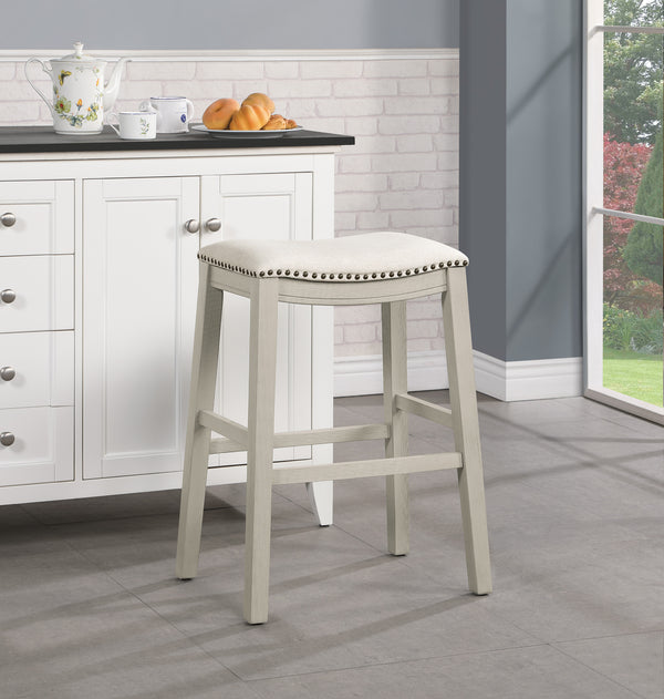 OSP Home Furnishings 29" Saddle Stool - Set of 2 Linen / White Washed