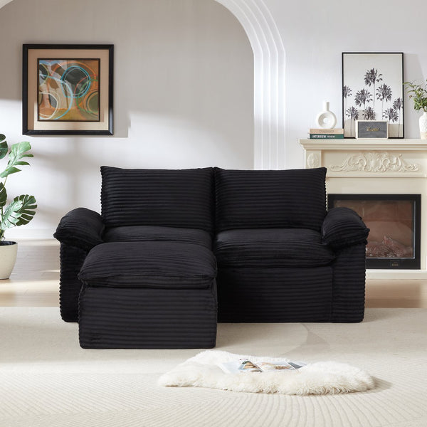 English Elm Modern Corduroy Cloud Sofa - Stylish Modular Design For Comfort & Versatile Living Spaces, Black W3396S00019