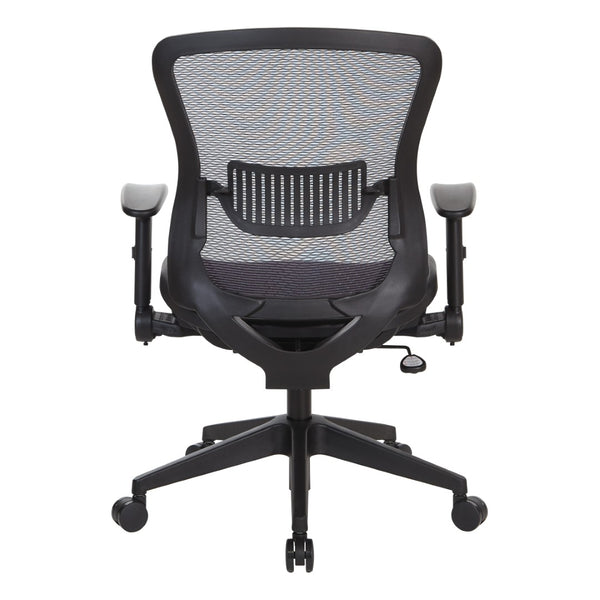OSP Home Furnishings Dark Air Grid Mesh Manager Chair with Lumbar Support and Ergonomic Adjustable Arms 515-77N1F2