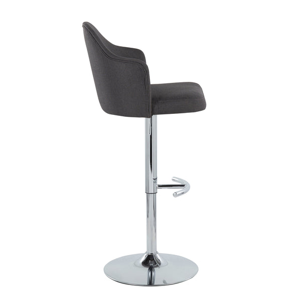 English Elm Ahoy Adjustable Barstools Set Of 2 In Charcoal Fabric & Chrome - Modern Comfort With Swivel Design B202S00733
