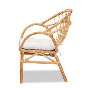 English Elm Modern Rattan Dining Chair Woven Openwork Back Curved Arms Bohemian Accent Seat B2750P470050