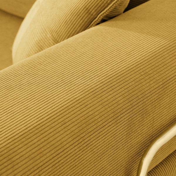 English Elm Modern Modular Sofa Bed Fold-Out Convertible Floor Couch with Removable Backrest, Corduroy Comfort Yellow W1117P312487