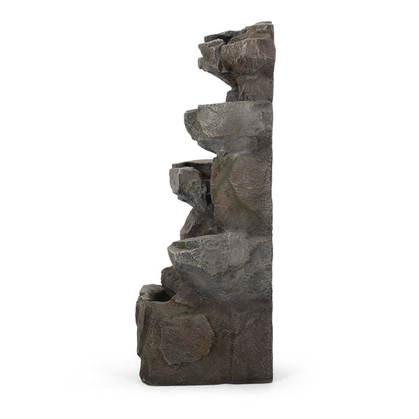 English Elm Christopher Knight Home® - APACHE 4 Tier Fountain Stone Gray - Faux Stone Waterfall with LED Lights, Weather-Resistant 34" 71794.00SGRY