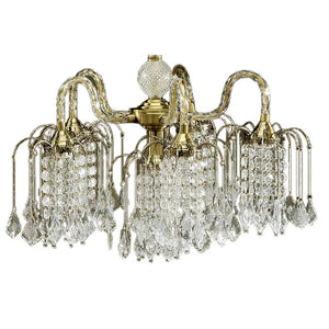English Elm 25" Elegant Metal Chandelier With Antique Brass Finish, Teardrop Crystals For Timeless Style B072116082