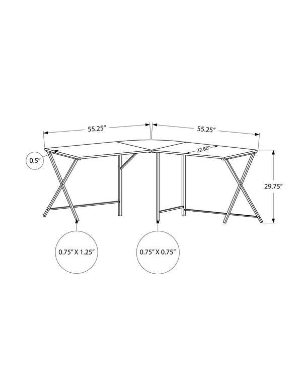 English Elm Computer L-Shape Desk 55" Corner Office Workspace with Spacious Laminate Top and Black Metal Base Grey 36 L x 25 W x 8 H B2710P219640