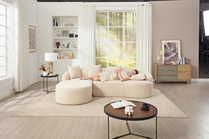 English Elm Boneless Chenille Sectional with Curved Chaise High Density Foam Modular Living Room Sofa W2231S00042