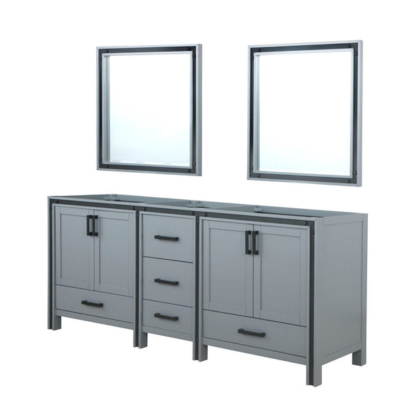 English Elm Dark Grey Double Bath Vanity 80" W With 30" Mirrors - Elegant Storage & Durable Design For Bathrooms B2731S00587