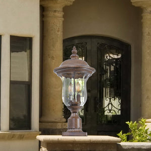 English Elm 21"(H) Vintage Outdoor Lamp Post Light, Waterproof Bronze Garden Lantern with Clear Glass Shade, E12 Bulb Ready W2312P389949