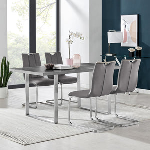 English Elm Caelis Gray Fabric Dining Accent Chair Set of 2 with Brushed Stainless Sled Base, Durable Comfort B2736P354345