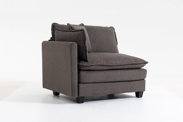 English Elm Modern Chenille Sectional Sofa with Chaise Lounge Solid Wood Frame Living Room Seating Antique Grey W2530P463107