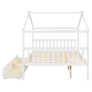 English Elm Twin House Bed Solid Pine Kids Cottage Frame with Storage Drawers Imaginative Room N708P309247K