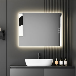 English Elm 36" LED Bathroom Mirror - 36"x28" Anti-Fog Vanity with 5-Min Defog, 3-Color Dimmable, CRI90+ Memory Function T3177P284021