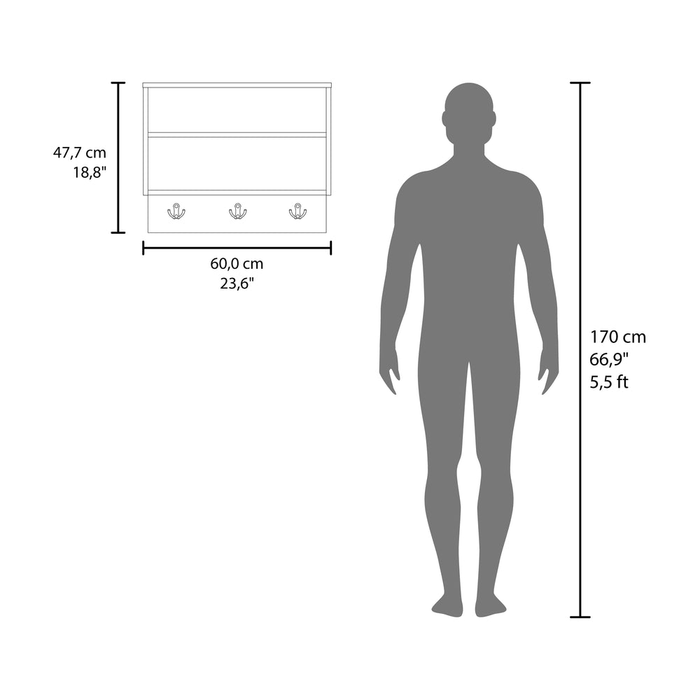 English Elm Doki Wall Organizer with Open Shelves in White & Oak — Modern Floating Storage, Easy Install, Versatile B128P375310