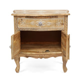 Christopher Knight Home® - Noble House - Culloden Handcrafted Boho Mango Wood Cabinet, Natural and White