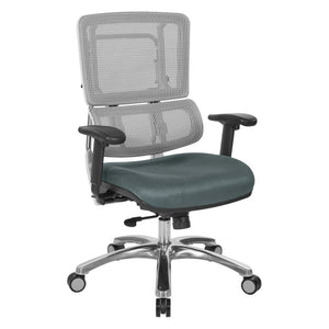 OSP Home Furnishings White Mesh Back Ergonomic Office Chair with Lumbar Support and Adjustable Arms for Managers 99661W-2M