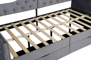 English Elm Upholstered Velvet Daybed Twin with 3 Storage Drawers, 500lb Capacity, No Box Spring Needed W1670P255474