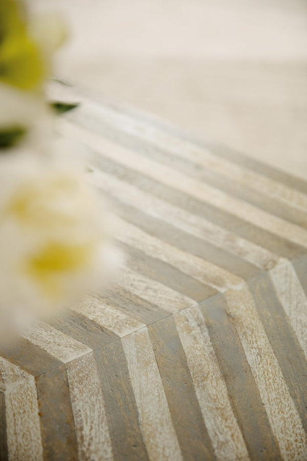 Hooker Furniture Commerce Octagonal Cocktail Table In Striped Mango Wood Finish With Plinth Base, Casters, Durable Craftsmanship Light Wood 7228-80022-05