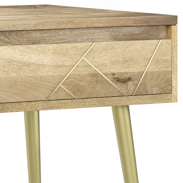 English Elm Jager Side Table – Handcrafted Mid-Century Accent With Natural Wood & Brass Details For Modern Spaces B136P158749